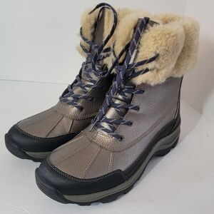 Clarks Womens Size 11 Mazlyn Arctic Winter Duck Boots Pewter Leather Silver. The